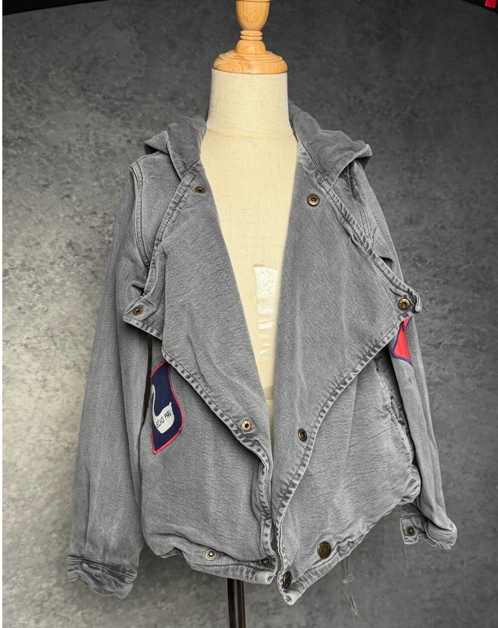 Bobo Choses - Girls patch jacket Size 8/9=Grey